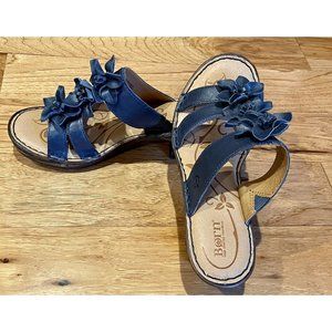NEW BORN LEATHER FLOWER WEDGE SANDALS  - NEW WITHOUT BOX SIZE 9